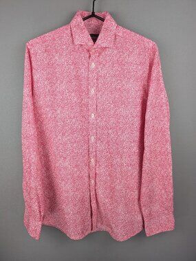 Bruun Stengade Modern Fit Mens 15.5 Pink Floral L/S Button Down Copenhagen